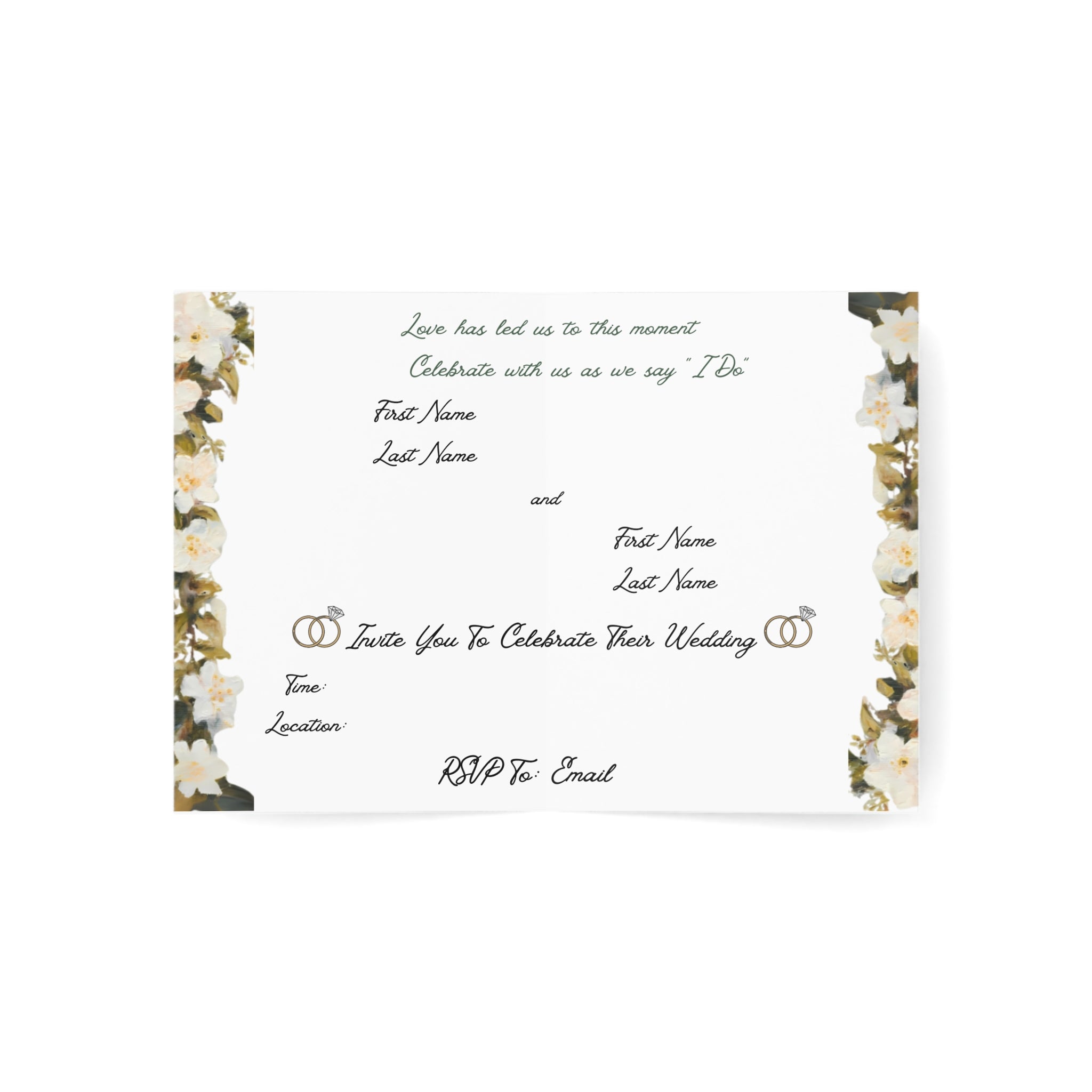 Wedding Invitation Greeting Cards – "You're Invited" Floral Bride & Groom Card (1/10/30/50 pcs)