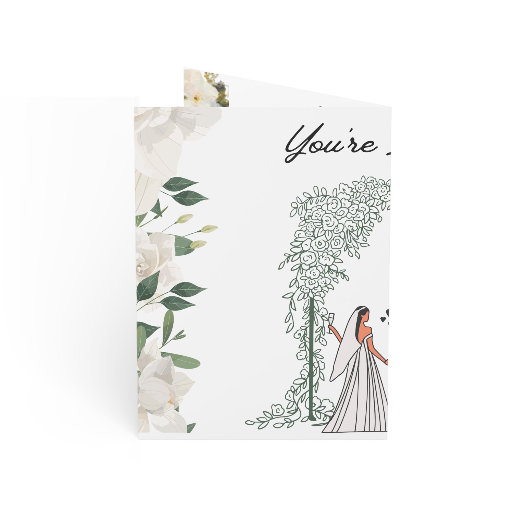 Wedding Invitation Greeting Cards – "You're Invited" Floral Bride & Groom Card (1/10/30/50 pcs)